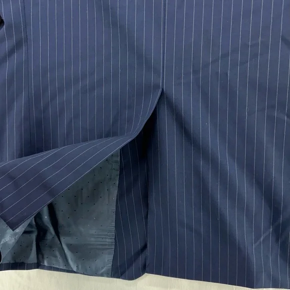 Indochino Jacket Blazer Sport Coat Wool Navy Blue Pin Stripe 2 Button 38 NWT